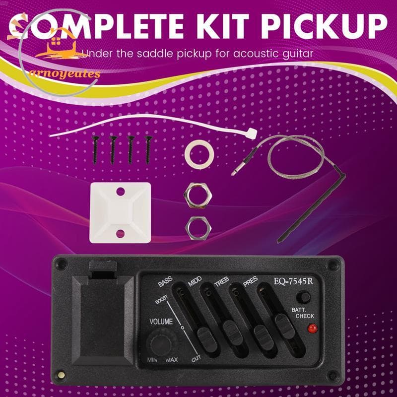 Kit Completo De Pré-Amplificador E Captador Para Guitarra Acústica 7545R-4 Bandas Mais Controle De Coume , Fornecido Com