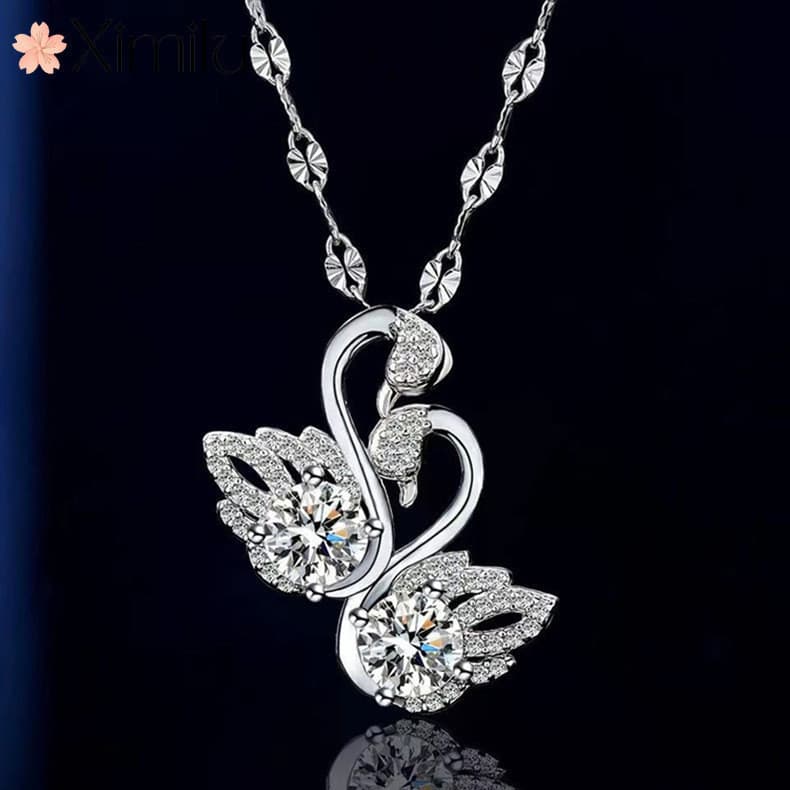 ⭐ T elegante Original diamante-cravejado dois pingentes de cisne elegante luz colar de luxo feminino requintado presente