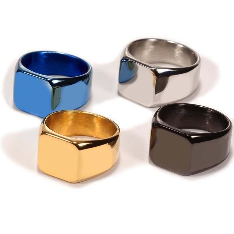 Anel brilhante de anel exclusivo masculino quadrado brilhante simples