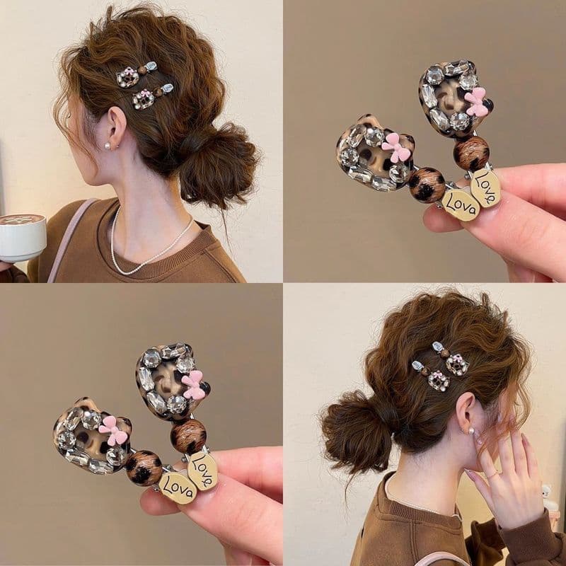 Pronto estoque doce Flash diamante leopardo impressão gato grampo de cabelo feminino quebrado franja clipe Ins novo esti
