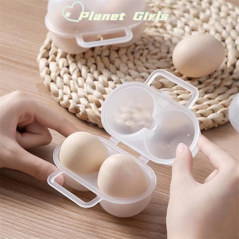 haostone Portátil Caixa De Armazenamento De Ovos 2 Grades Plástico Durável Recipiente Economizar Espaço Geladeira Dispen