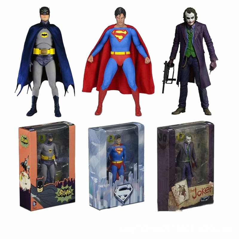 NECA 7in Figura De Ação Articulada Superman Batman Harley Quinn Joker Superhero Model Desktop Display Brinquedo Colecion