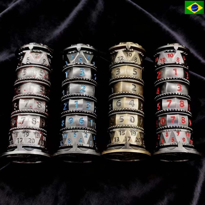 Torre de Dados Metálica Rotativa 7 em 1 |     Dados Poliédricos para RPG Dungeons & Dragons 123
