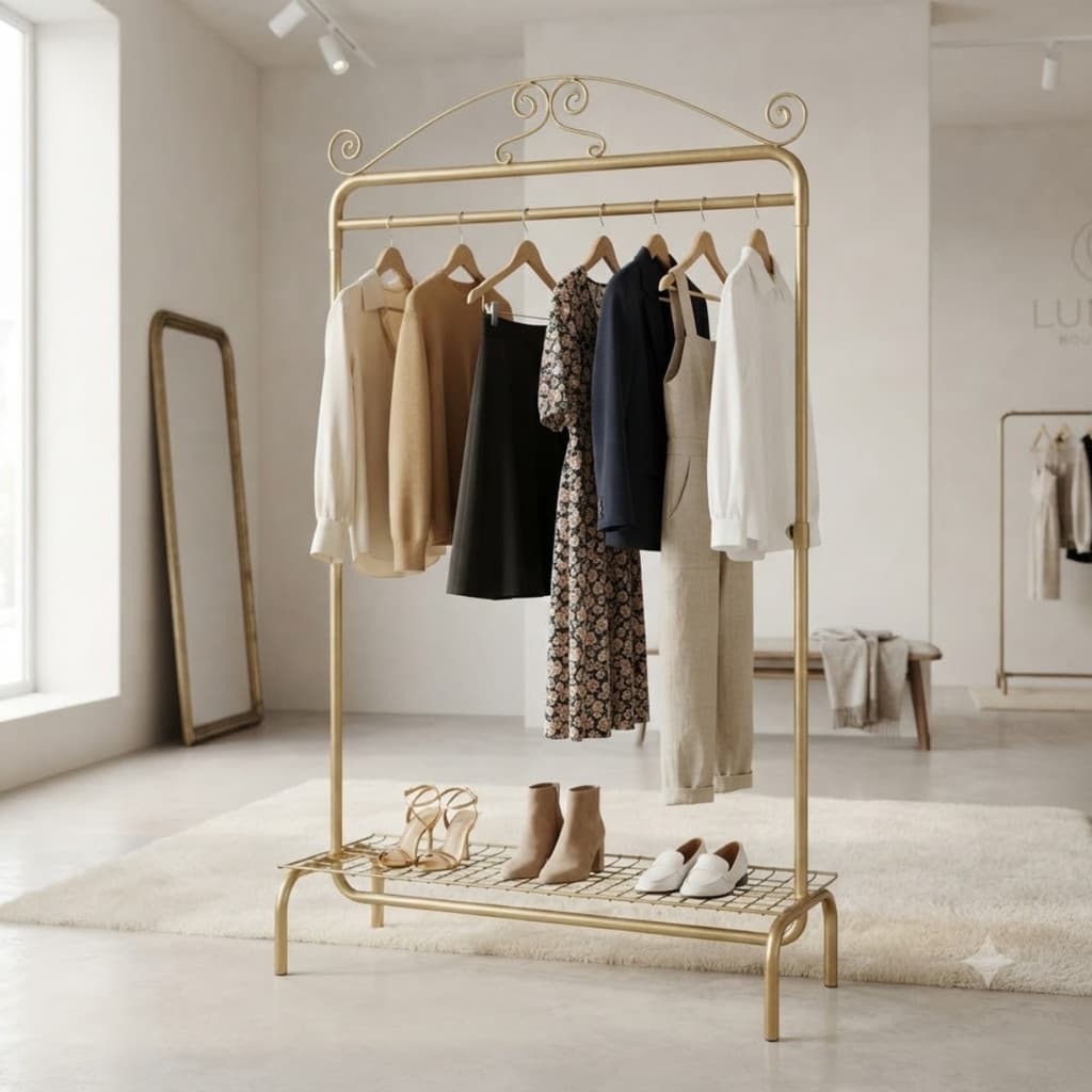 Arara Desfile Vintage Dupla Com Sapateira  1,00m para Lojas e closets