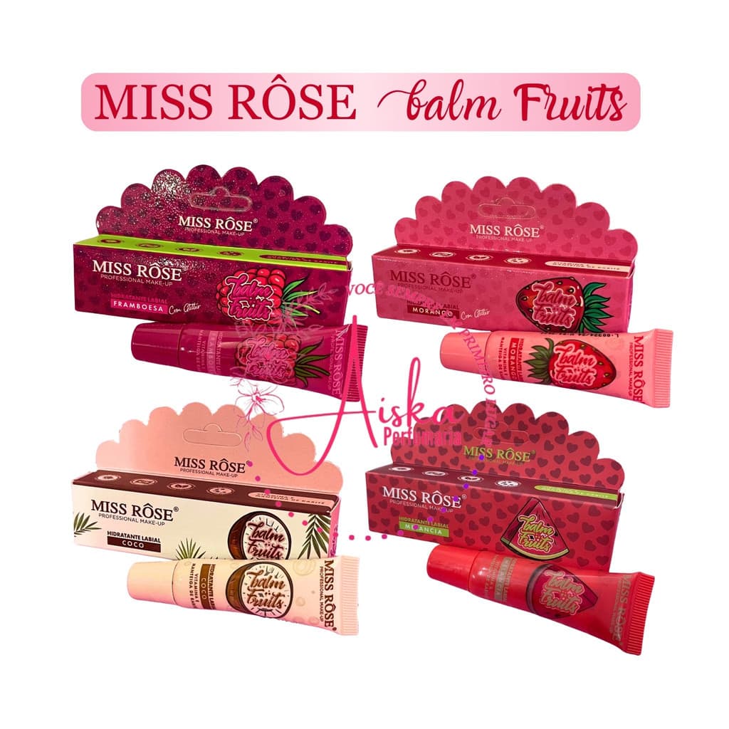 Hidratante Labial  de Frutas Com Cor Gloss LipBalm Miss Rôse Balm Fruits 10g
