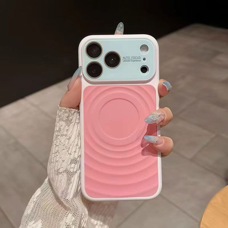 Luxo Onda Padrão Cor Bloqueio Magnetismo Caso De Telefone Adequado Para iPhone 14 15 16 17 Pro Max Capa Traseira