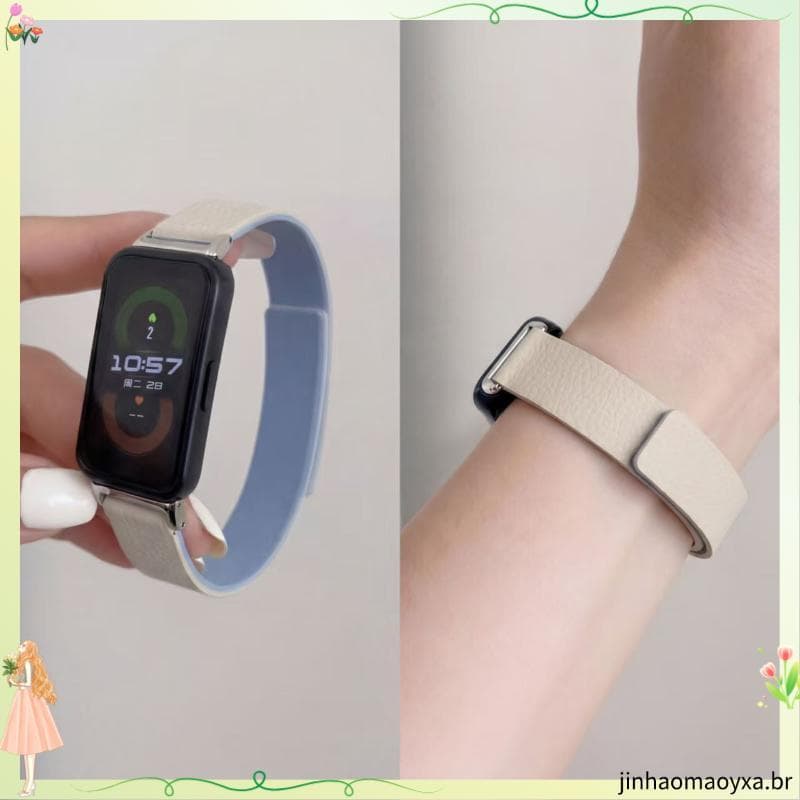 Adequado para pulseira Huawei Novo estilo 11/11pro Strap Lychee Padrão Magnético 8/9 Seção Dupla Forte Magnético 10a Ger