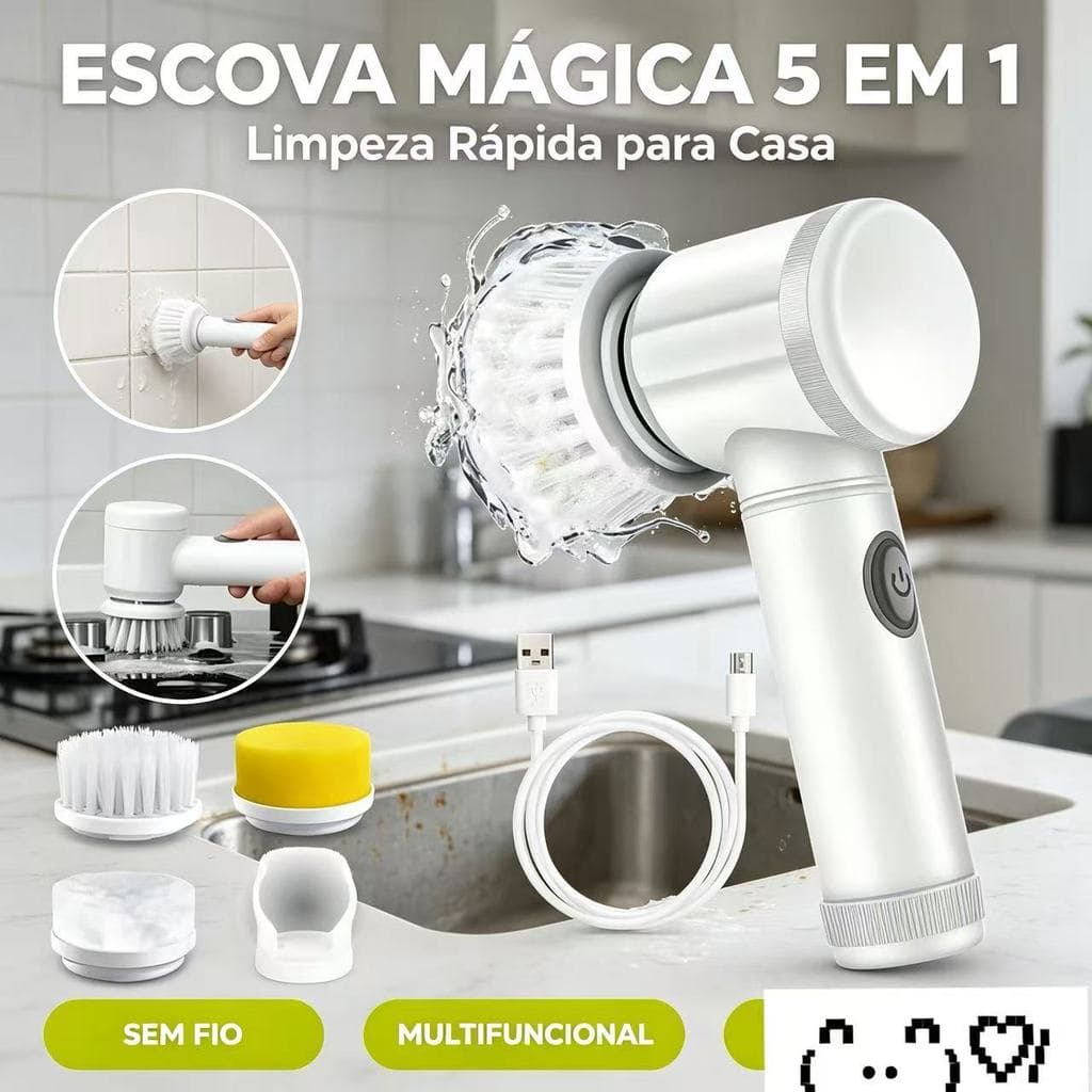 Escova Mágica Multifuncional Escova mágica limpadora 5 em 1Ferramenta Portátil para Limpeza de Banheiro Cozinha Azulejo