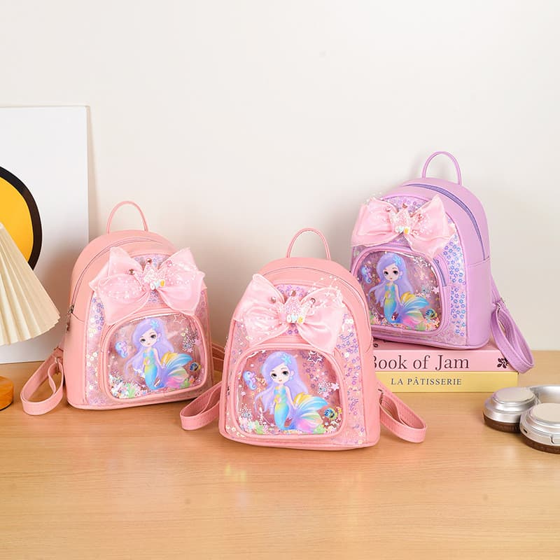 Mochila infantil com estampa de desenho animado, elegante e versátil, mochila escolar com lantejoulas, mochila leve com