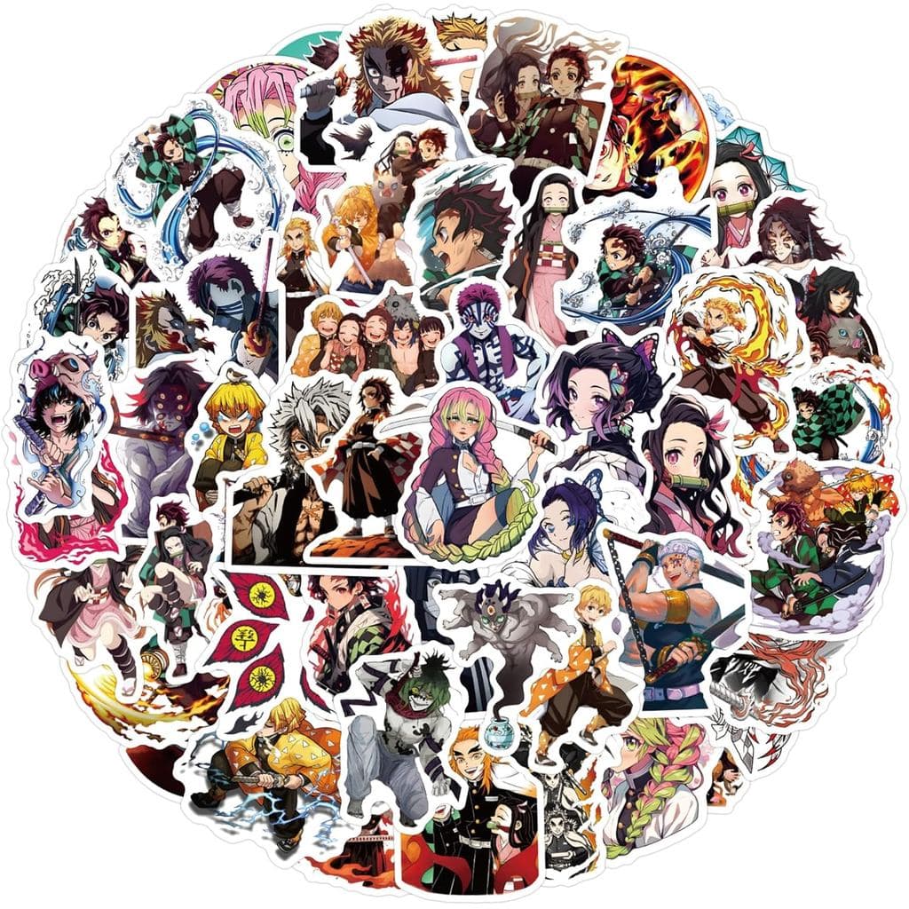 110 adesivos de mangá japonês Demon Slayer, pacote misto, adesivos de personagens de desenhos animados adoráveis, adesiv