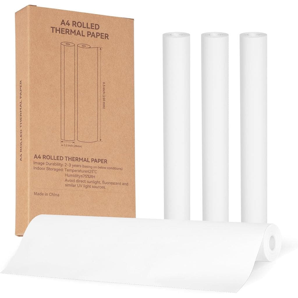4 Rolos de Papel Térmico para Impressora Portátil 8,5" x 11", Tamanho US Letter, Papel Térmico de Secagem Rápida para Im