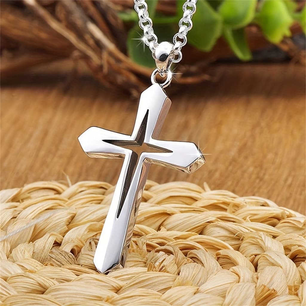 Pingente de Cruz Oca em Aço Inoxidável para Homens e Mulheres, Elegante, Único e Simples GI0D