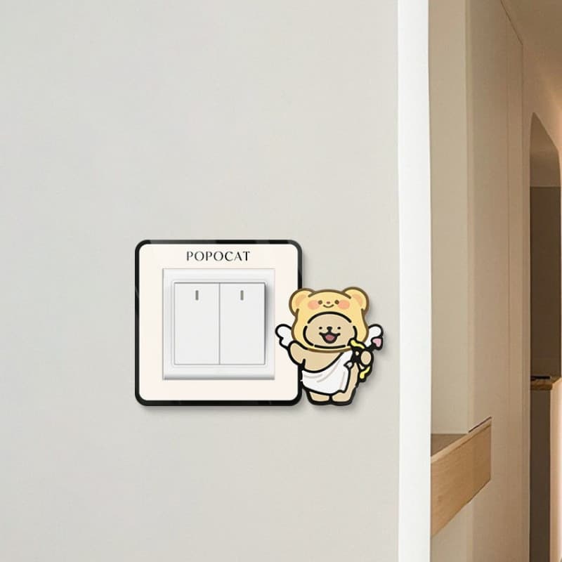 Adesivo de Acrílico Cupid Puppy para Decoração de Interruptores de, Protetor de Tomada Autoadesivo, Impermeável e à