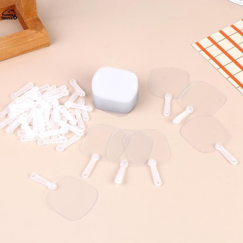 Diversão 50 Pçs DIY Pintura Mini Ventiladores De Mão Claros Transparente Reutilizável Plástico Artesanato Para Chá De Be