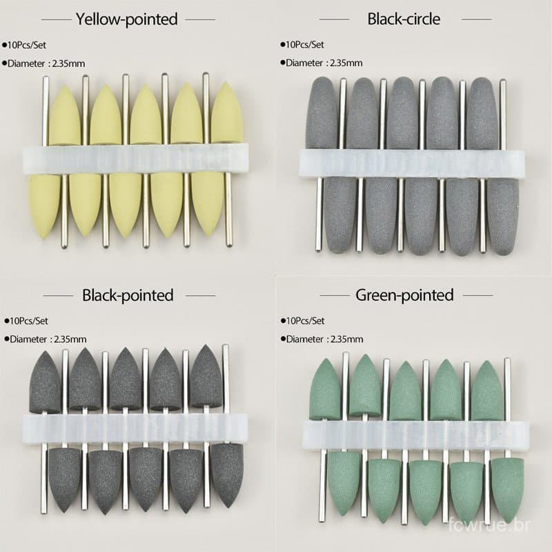 10 Pçs/set 2.35mm Polidores De Borracha De Silicone Broca Plishing Prego