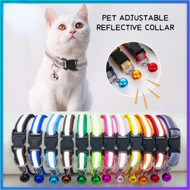 Atacado Pescoço Ajustável 19-32cm Coleira De Gato Reflexiva Cachorro Com Sino