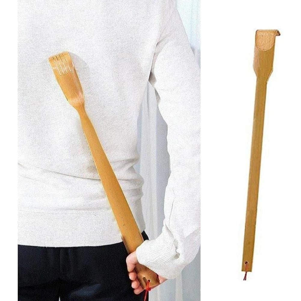 Arranhador de costas de bambu, cabo de 17 polegadas de comprimento, arranhador de massagem semelhante a um dedo para alí