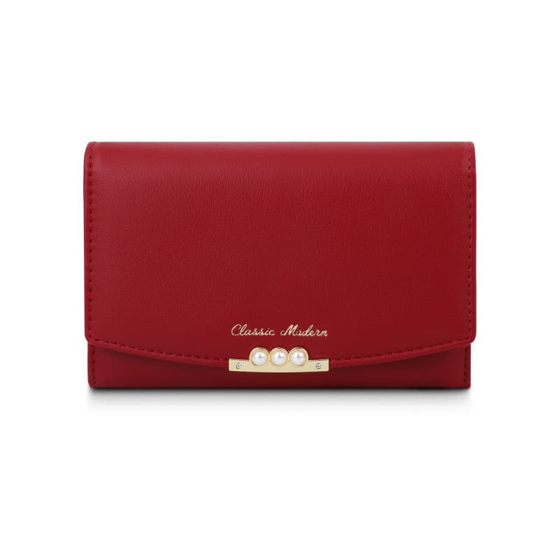 Carteira Feminina com Pérolas Elegante - Multifuncional, Couro PU, 6 Cores - Presente Perfeito