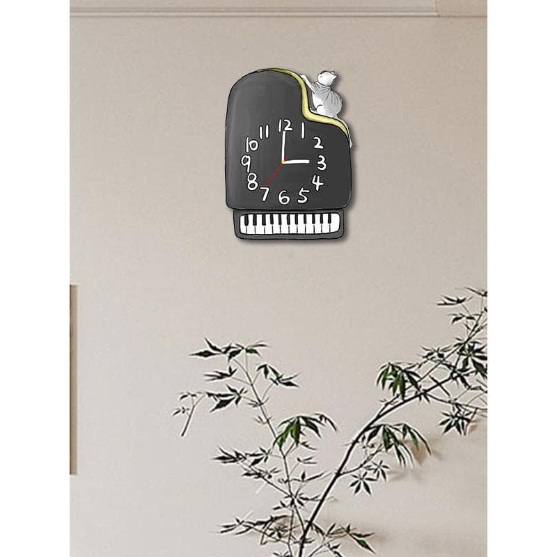 Piano sala piano relógio de parede treinamento de música sala de aula relógio de parede decorativo Ultra-silencioso reló