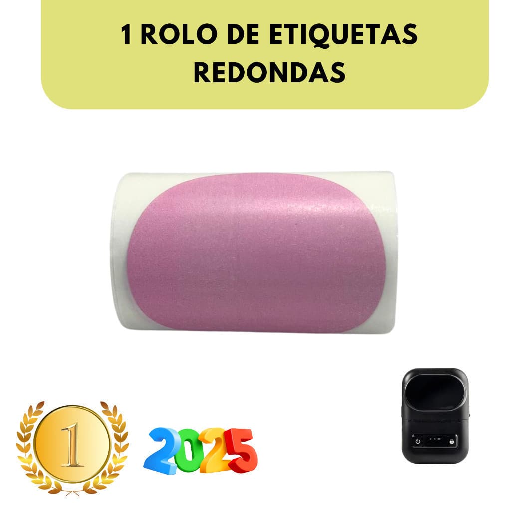 1 Rolo de  Etiqueta Rosa Redonda Adesiva 50x50 Para Impressoras Térmica, E210 E Pt260
