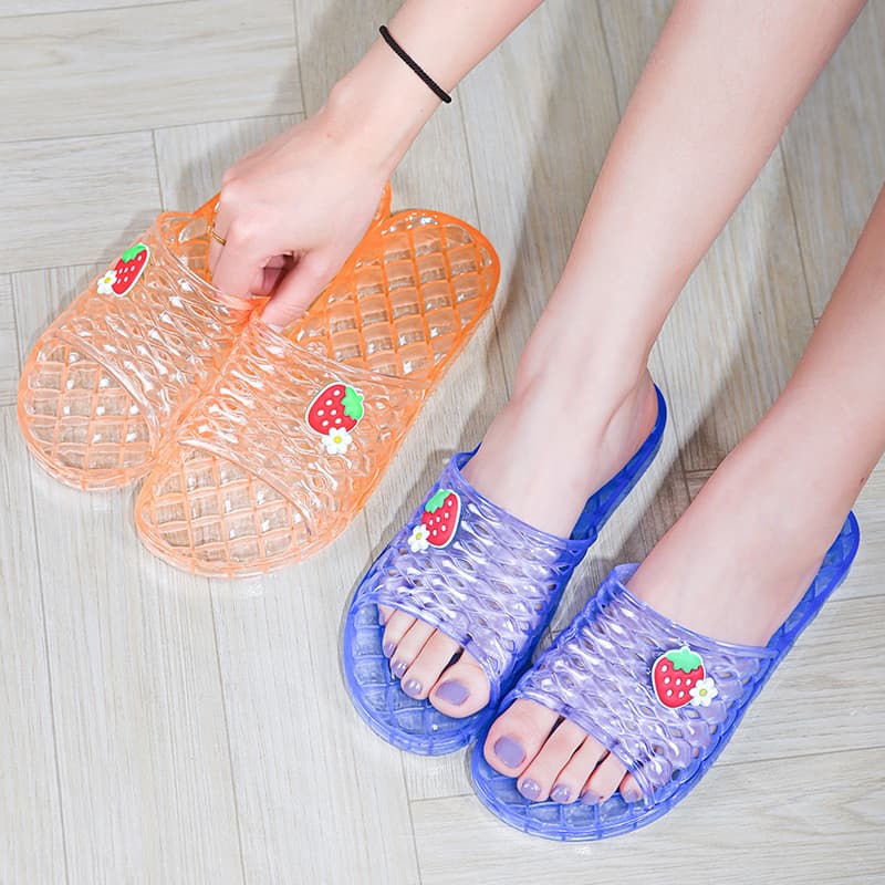2026 cristal plana Flip-Flops feminino engrossado desodorante mãe idosos chinelos de plástico transparente ao ar livre I