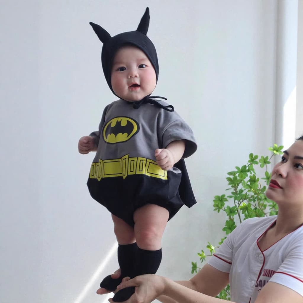 Verão bebê macacão de manga curta estilo Batman bebê macacão terno bebê macacão de manga curta PJKU