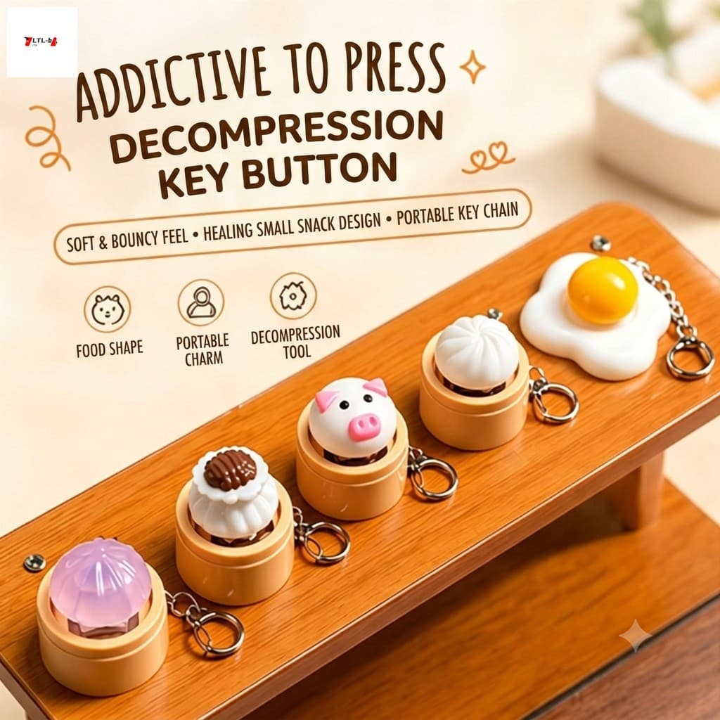 Brinquedo De Alívio De Estresse Com Tema De Pão Impressão 3D-Chaveiro Criativo De Bolinho De Ovo Frito