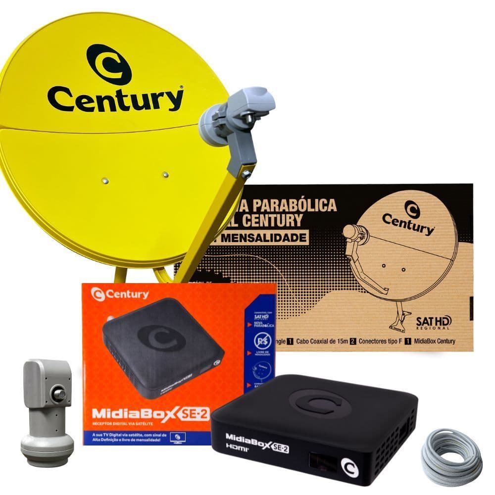 Kit Antena Century Amarela com Receptor Midiabox SE2 Edição Limitada