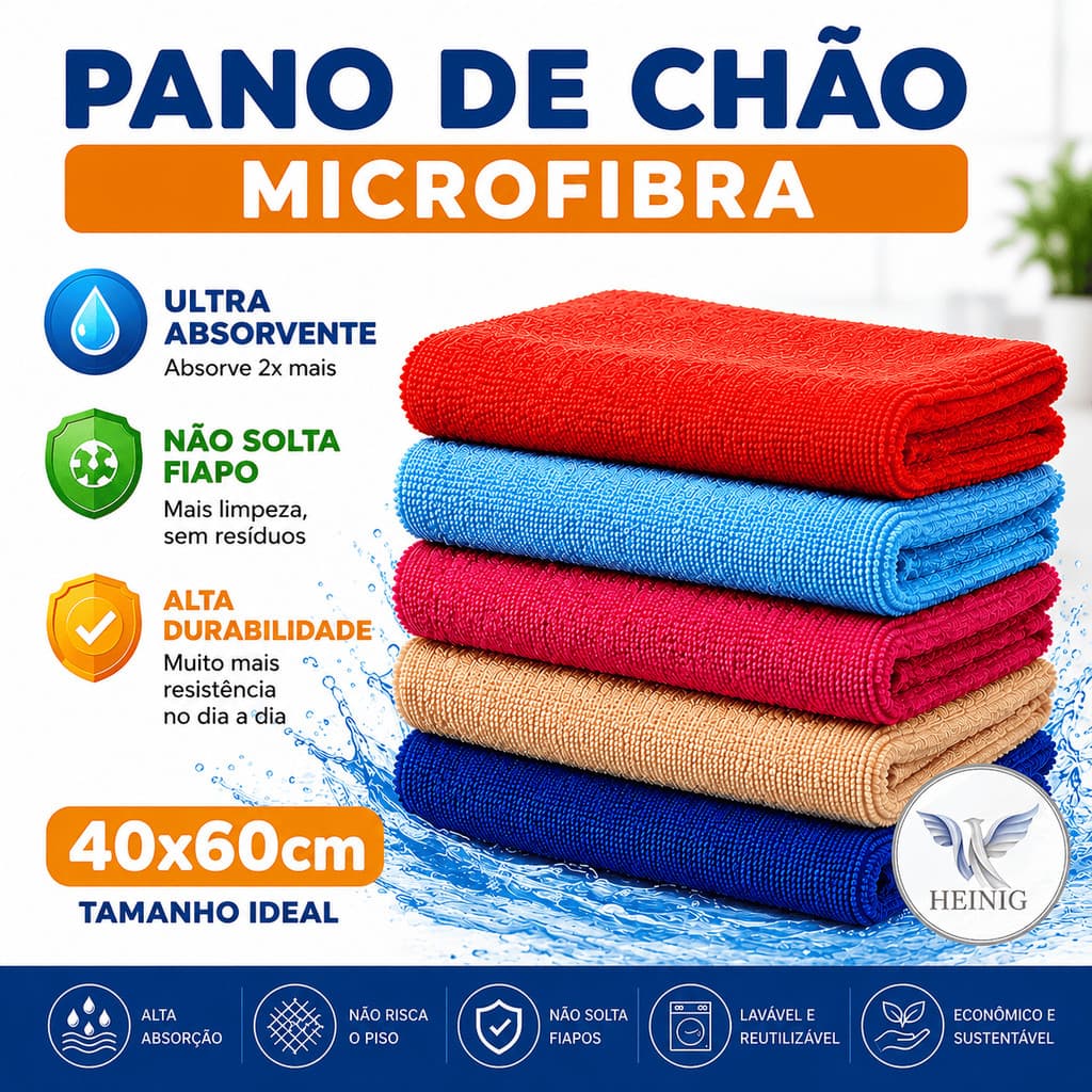Kit 10 Panos Microfibra Gigante 40x60 Avelulado, Pano Copa, Cozinha Pano Chão Alta Absorção