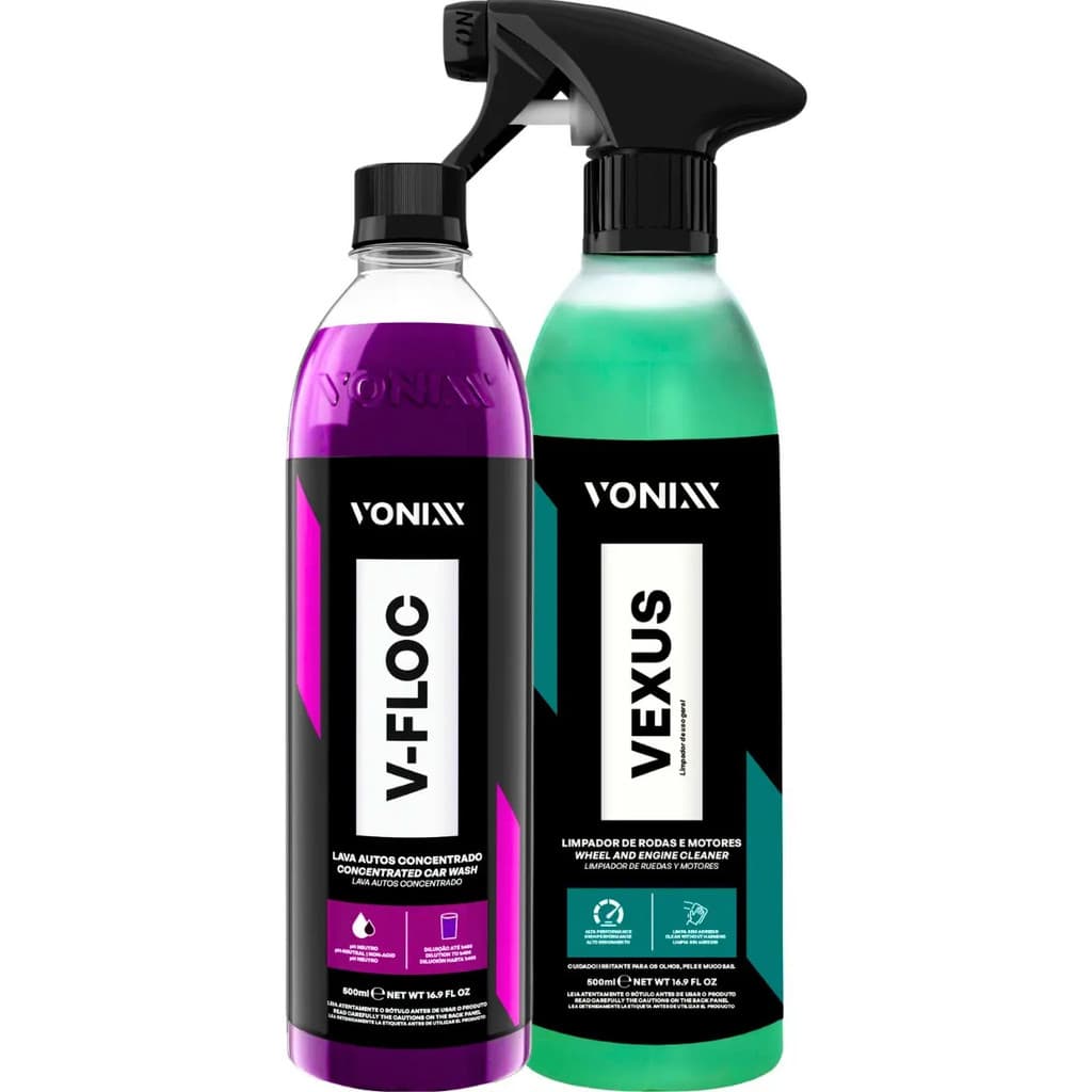 Kit Vonixx Limpador Desengraxante e Shampoo Neutro Automotivo 500ml