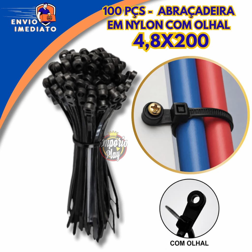 Jogo Abraçadeira Enforca Gato com Olhal Pequena Media Grandes Fixar Fios Cabos Organizar Quadros Elétricos Eficientes