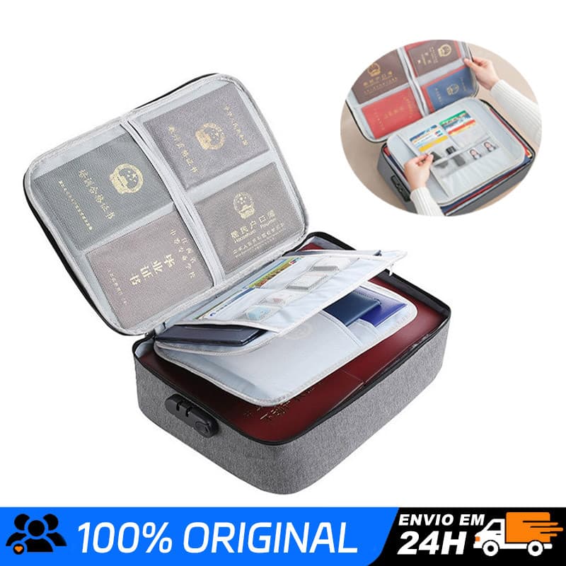 37 * 10 * 27 cm Bolsa Pasta Organizador De Documentos Vários Compartimento Trava Com Segredo Passaporte Cartão