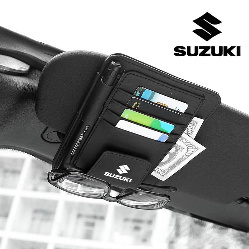 Organizador de Óculos, Cartões, Ingressos e CDs para Quebra-Sol de Carro, Bolsa de Armazenamento em Couro para Suzuki SW