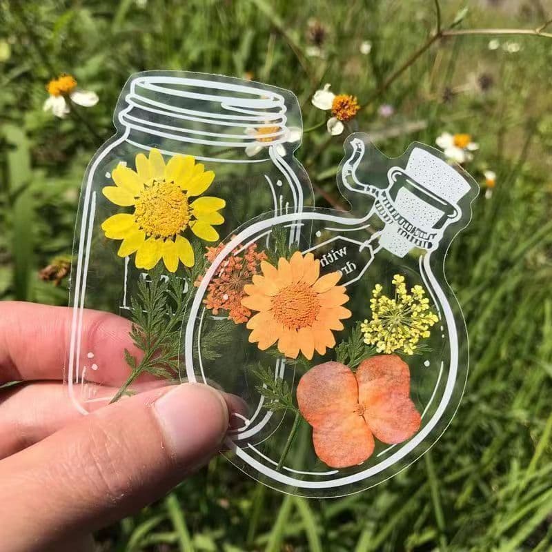 DIY marcador coleção primavera garrafa marcador folha transparente estudante criativo artesanal marcador