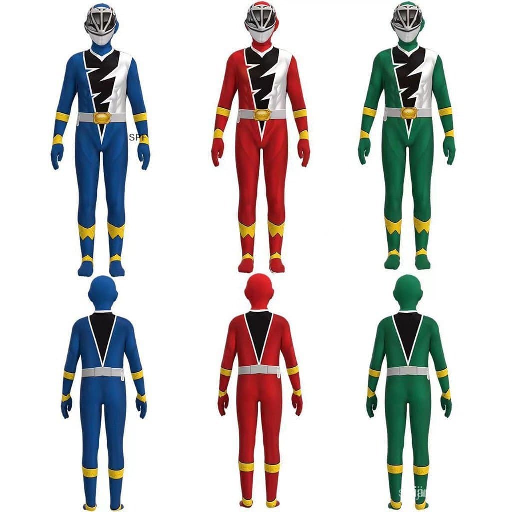 Fantasias de Cosplay Power Rangers Dino Fury para Crianças, Fantasias de Festa Tricolor, Macacões Opcionais, Tema CFXZ