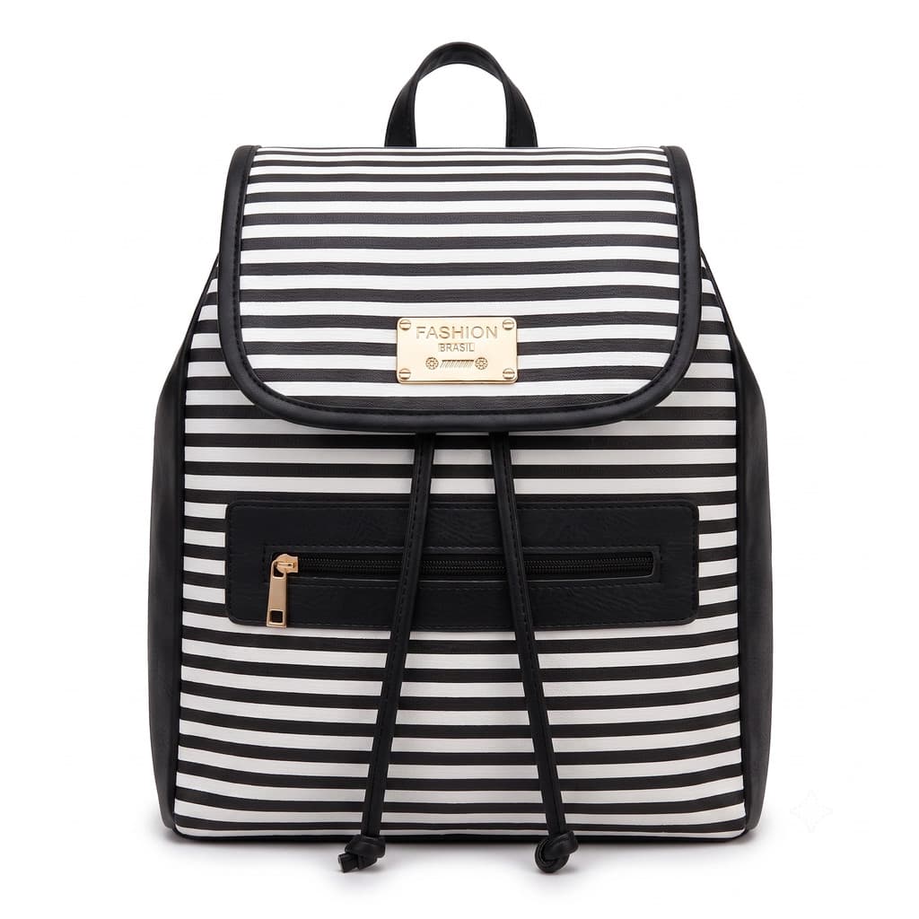 Mochila Feminina Escolar Media Estilosa Viagem E Trabalho Listrada Resistente