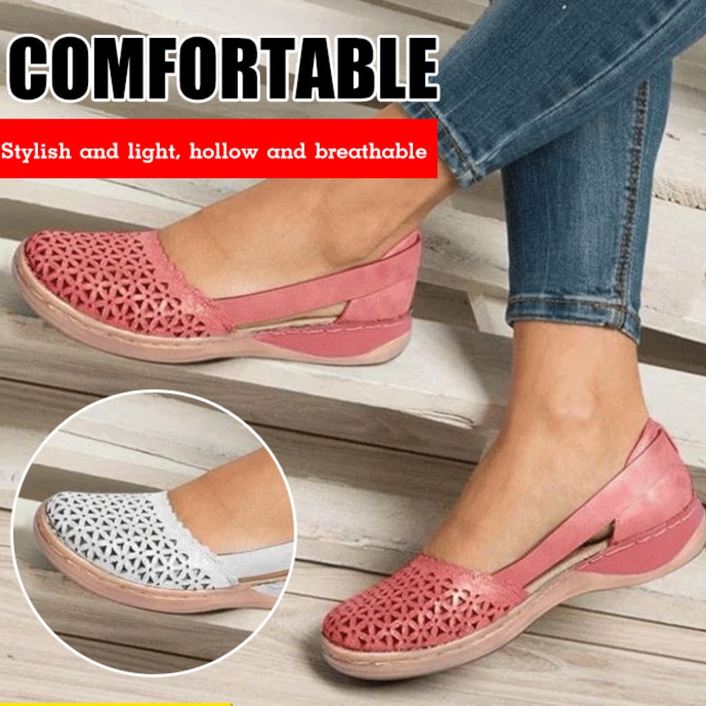 [Leve Conforto] Sapatos casuais femininos vazados, tamanho grande. Sandálias/Vazadas/Planas
