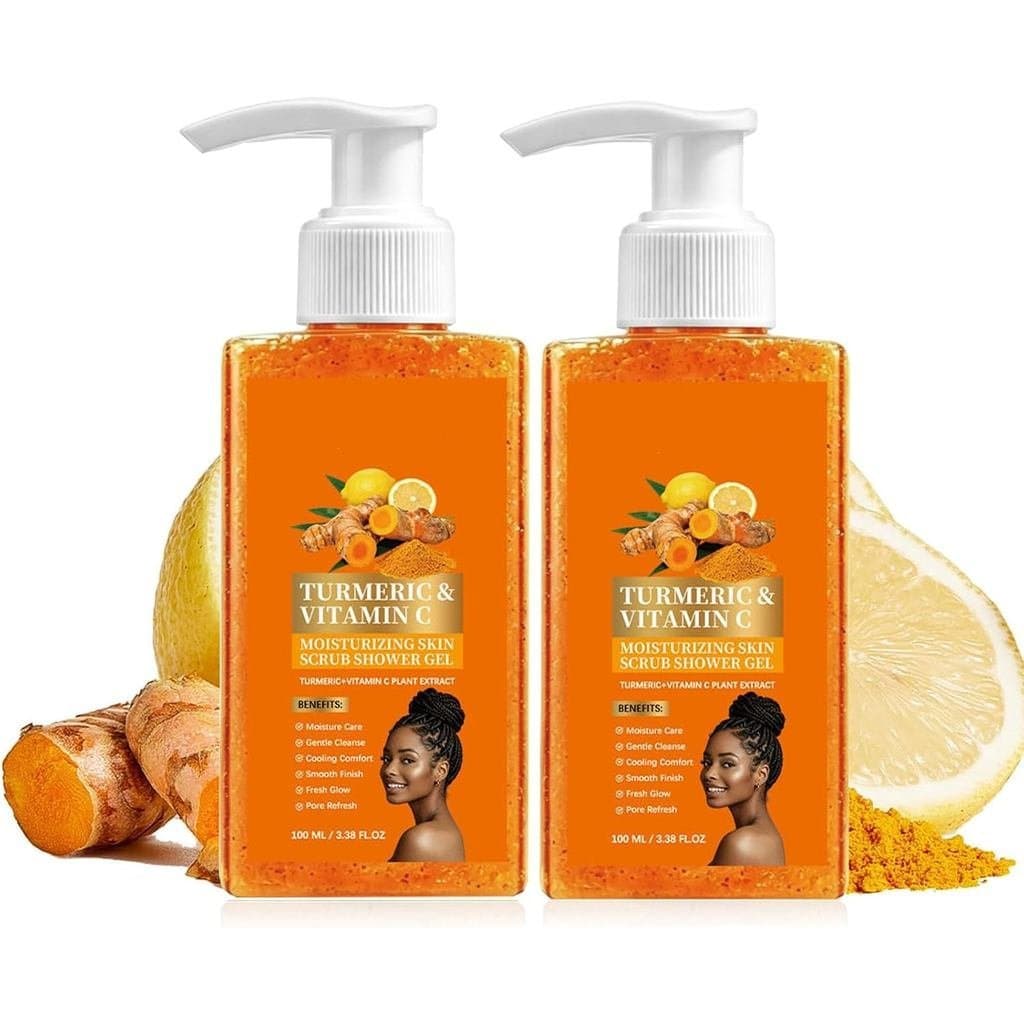 Gel de Banho com Cúrcuma, Laranja e Vitamina C, Esfoliante Corporal com Cúrcuma, Gel de Banho Esfoliante para Acne, Sabo