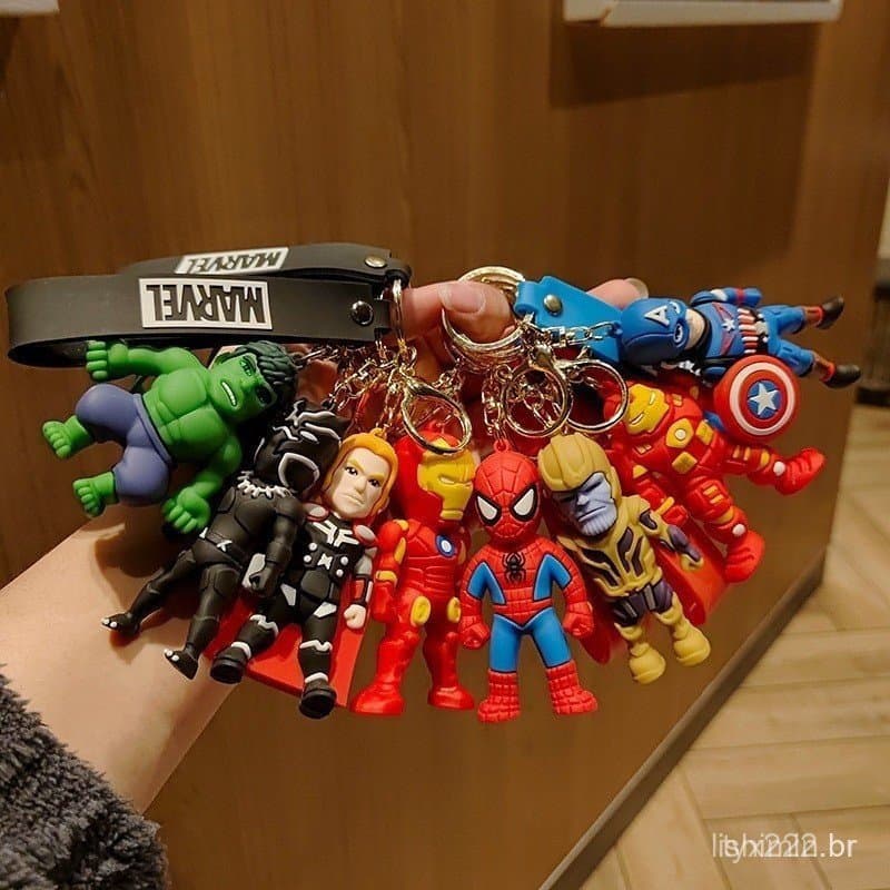 Chaveiro Vingadores Homem Aranha Saco Feminino Requintado Pingente De Plástico Macio Figurino Casal