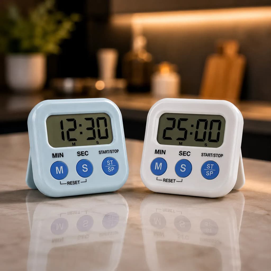 Kit 2 Cronômetros Temporizador Digital Mesa Imã Hora Timer