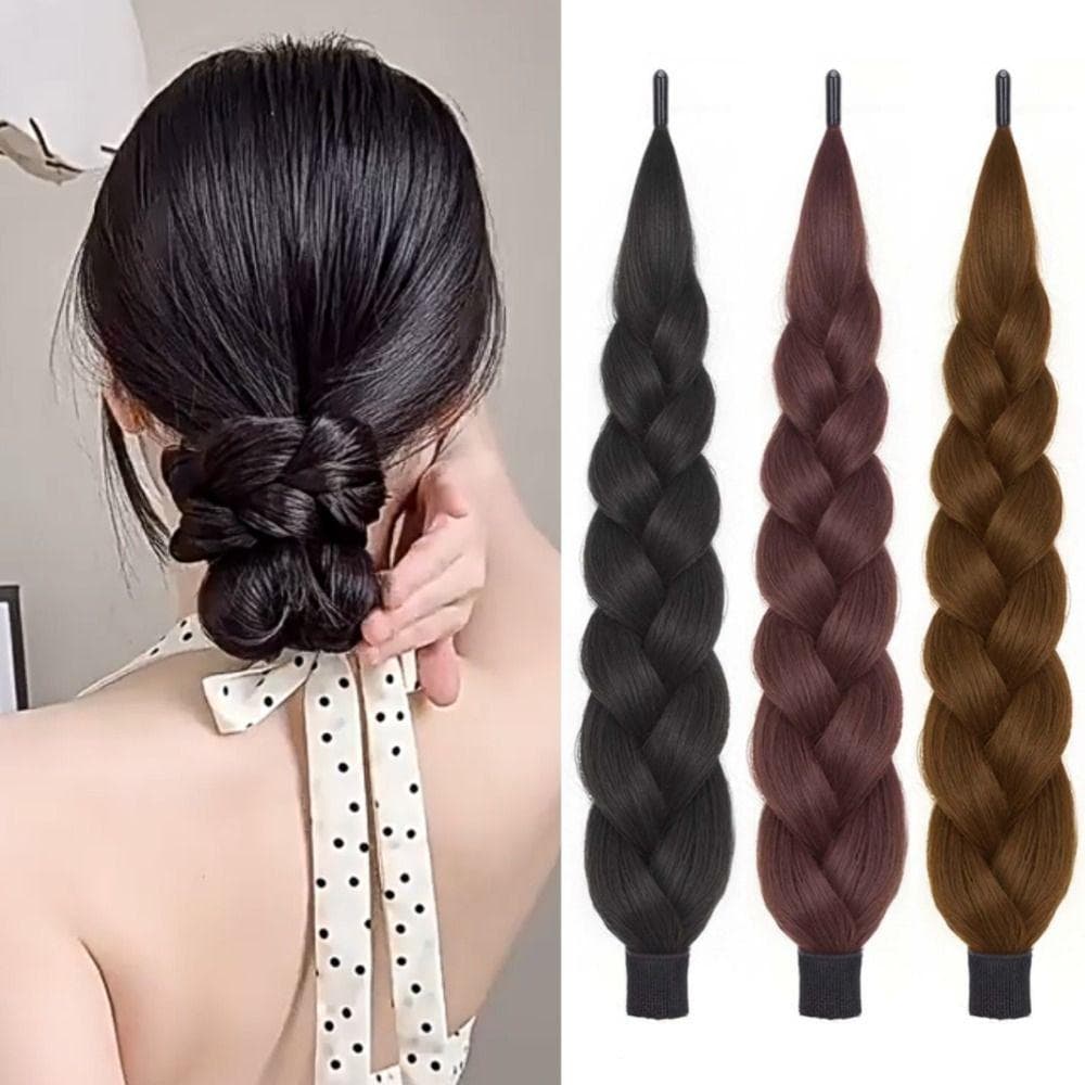 Extensão De Cabelo De Coque Com Corda Automática AHMVEX , Envoltório Flexível Em Torno De Tranças Longas Sintéticas , Fo