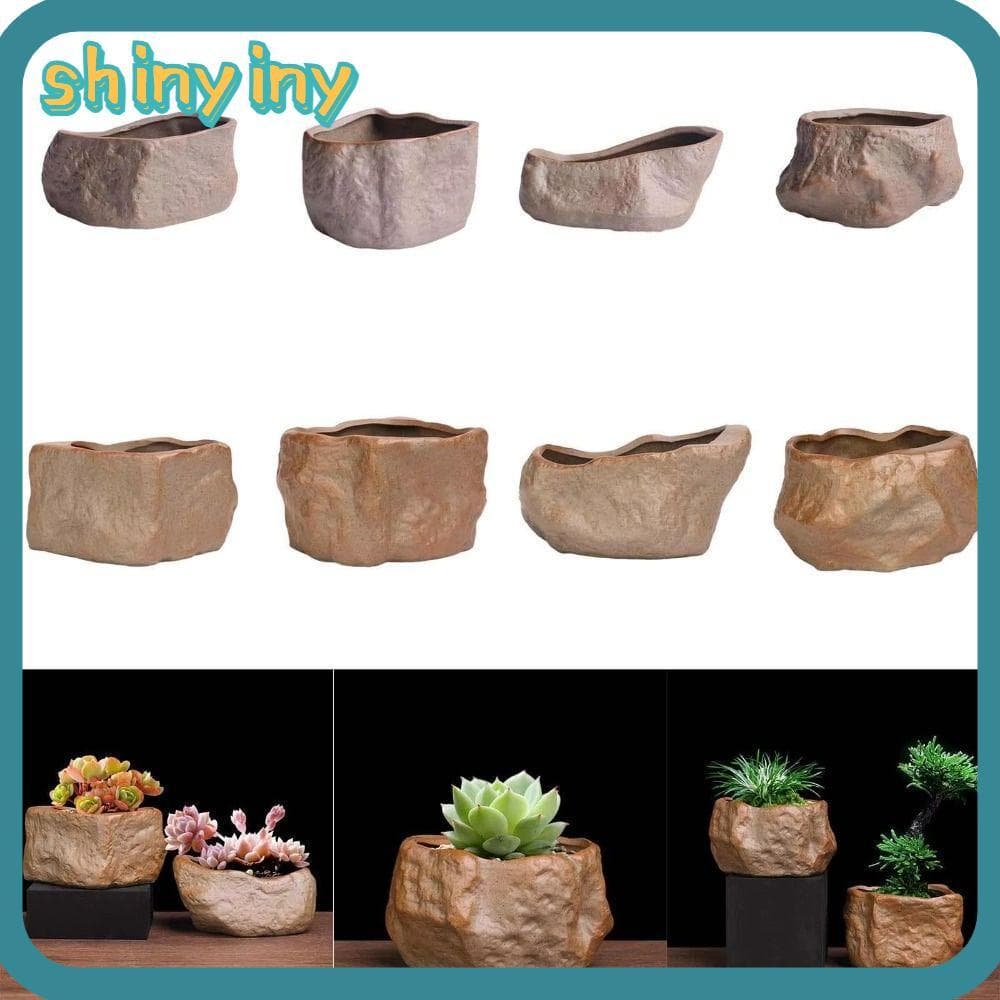 Vasos De Plantas Suculentas Brilhantes , Com Furo De Drenagem Em Forma De Pedra Vaso De Flores De Planta , Cerâmica Bons