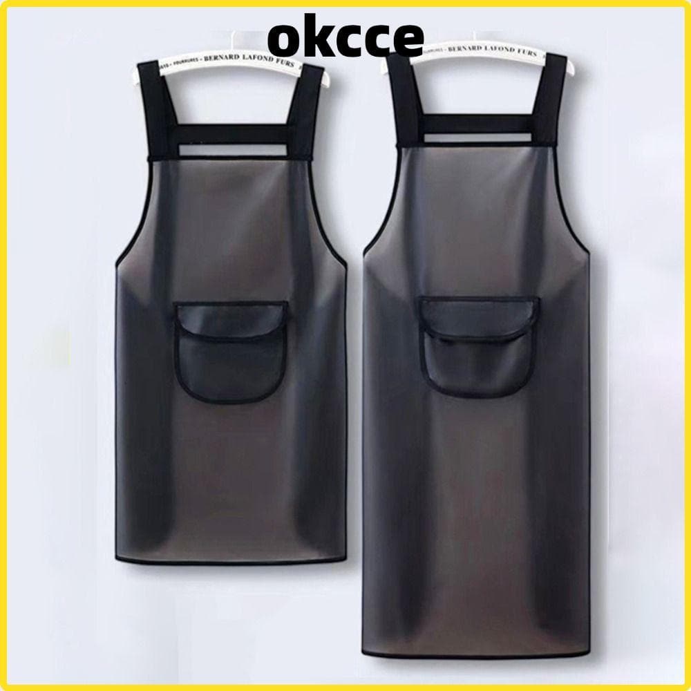 Avental De Cozinha OKCCE , Trabalho Em PVC Resistente A Óleo , Aventais De Limpeza Pretos Transparentes À Prova De Sujei