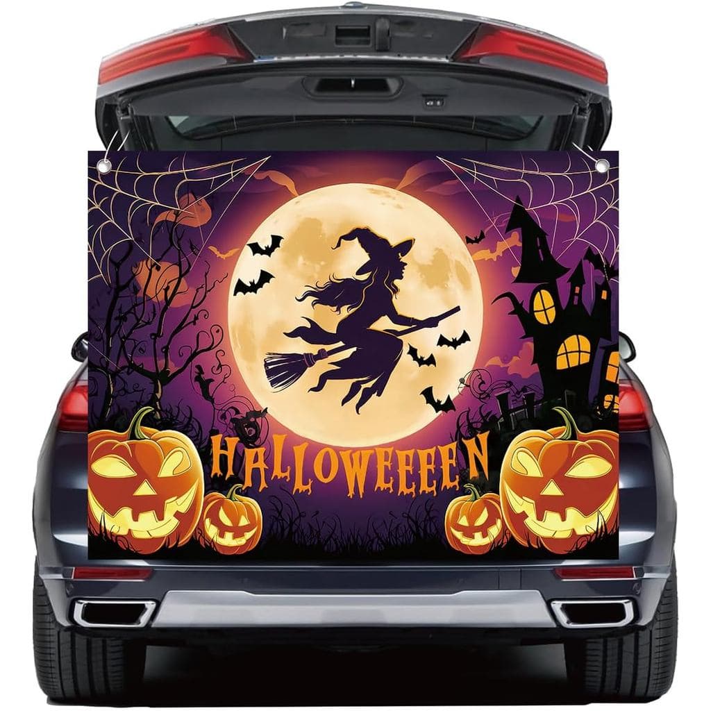 Halloween Trunk or Treat Car Decorations Kit, Witch Castle Horror Nights Trunk or Treat Decoration Banner, Halloween Arc