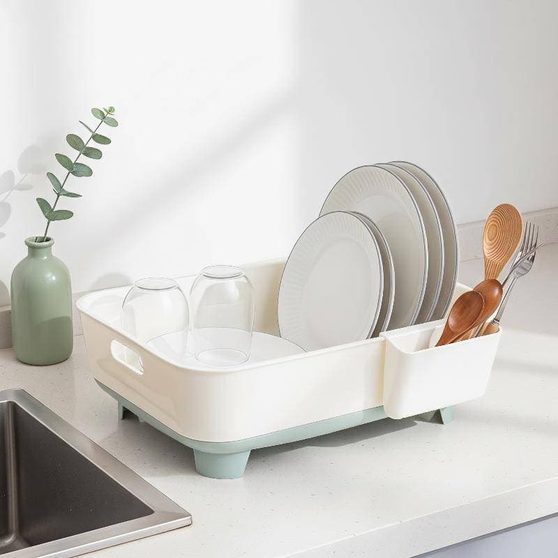 [Well HOME] Escorredor De Pratos De Plástico Compacto Ra Com Porta-Talheres Design De Drenagem Armazenamento De Para Dor