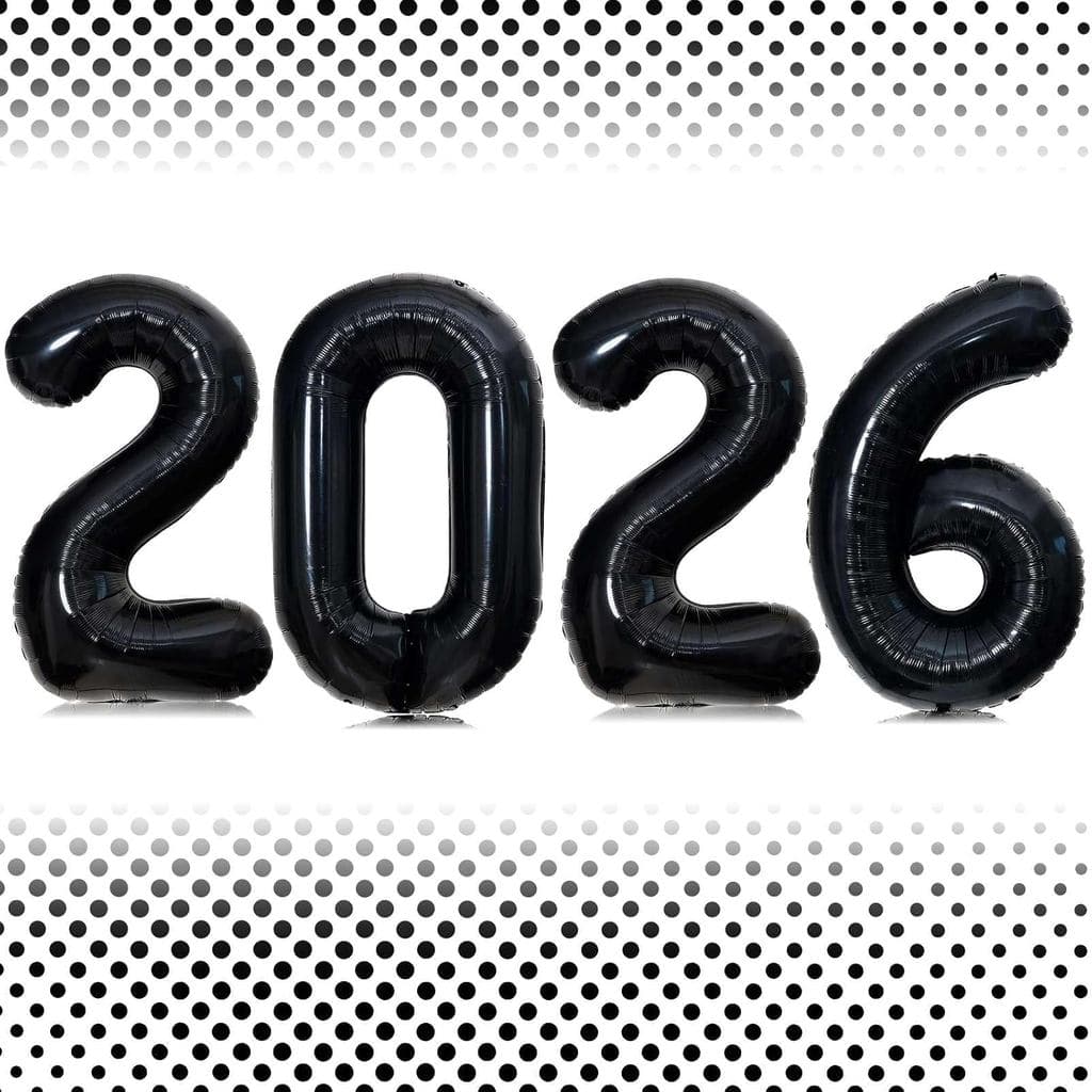 Balões Pretos Número 2026 de 32 Polegadas, Balões Gigantes de Grande Tamanho Número 2026, Balões Pretos de Helium para o