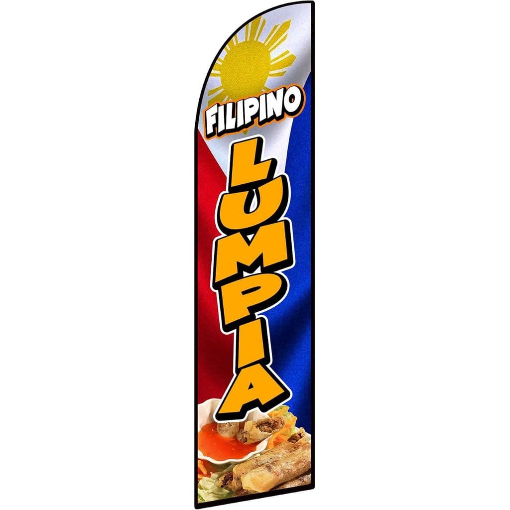 Bandeira Decorativa de Comida Lumpia Filipina, 11,5 pés x 2,5 pés, Protegida contra UV, Resistente ao Vento, Promoção de