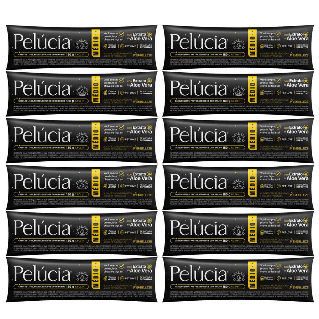 Kit C/ 12 Alisante Henê Pelúcia Medio BISNAGA 180g