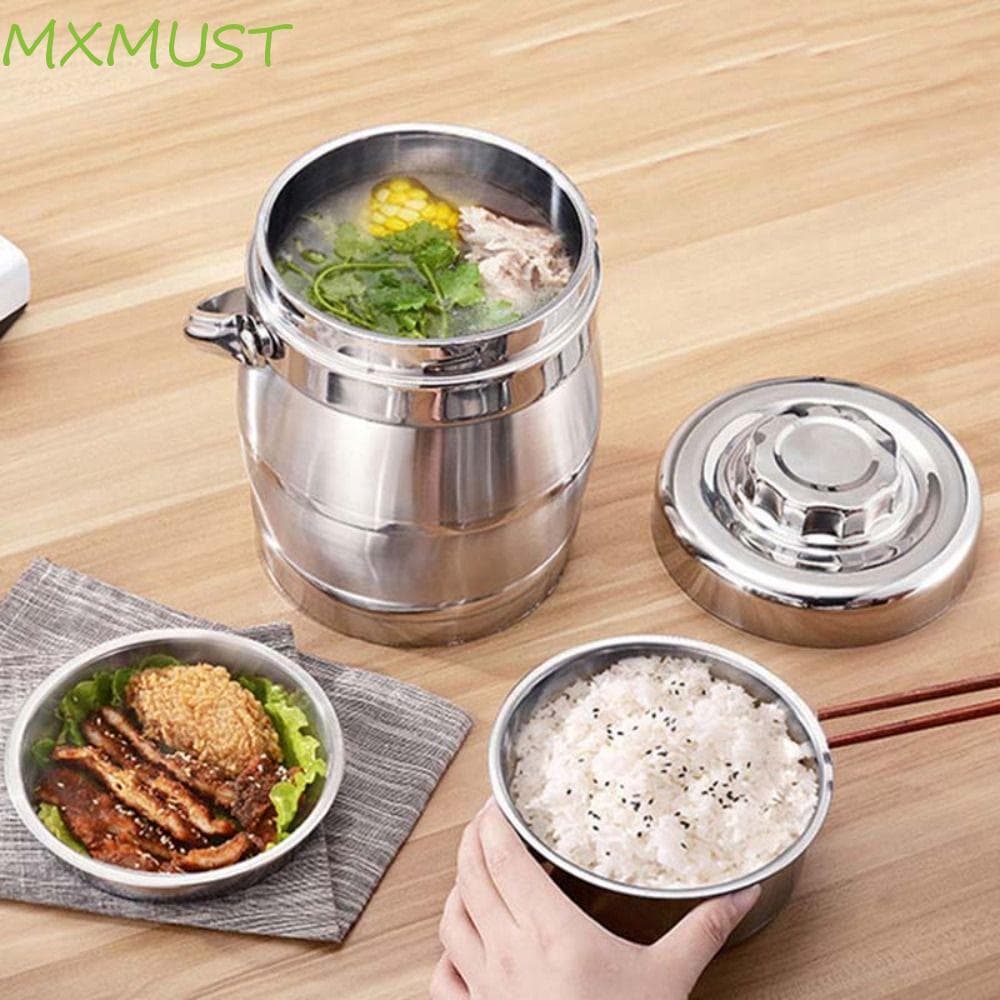 Frasco Térmico Para Alimentos MXMUST , Lancheira Térmica De Aço Inoxidável Com Alça Dobrável , Pote Isolado Selado À Pro