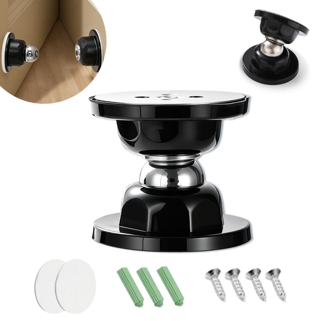 Kit com 2 Travas Porta Magnéticas Imã Adesivo Sem Furo Fixador Prendedor de Parede Resistente Uso Doméstico